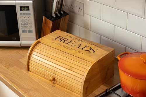 Brødkasser |  Original Rolltop Brødkasse Bambus Opbevaringskasse Brødkasser Brødkasser