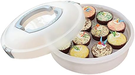 Cupcake-bærere |  10 Tommer Bærbar Tærtebeholder Med Låg Og Bakke 3-i-1 Rund Cupcake Beholder Æg Holder Muffin Tærte Småkage Beholder Mad (Grå) Cupcake-bærere Cupcake-bærere