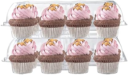 Cupcake-bærere |  5 Engangs Cupcake Beholdere i Plast | Høje Kuppel Cupcake Æsker med 12 Rum | Engangs Cupcake Transportør | Dussin Cupcake Bakker | Holdbar Cupcake Muffin Emballage Transportør Cupcake-bærere Cupcake-bærere