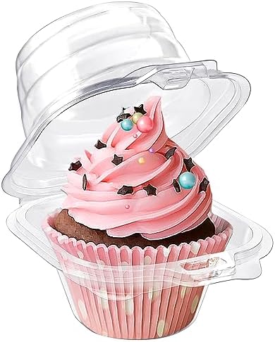 Cupcake-bærere |  5-pak individuelle cupcakebeholdere, klare plastikkasser til engangsbrug, enkelt cupcakeholder med dyb kuppel-låg, stabelbar cupcakebærer til hjemmebagte fester, BPA-fri Cupcake-bærere Cupcake-bærere