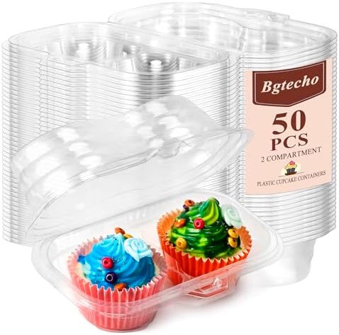 Cupcake-bærere |  5 stk. 2 rum cupcake beholder, stabelbar cupcake transportør, 2 hul klar cupcake boks, engangs dybe cupcake beholdere til cupcakes og muffins, BPA-fri Cupcake-bærere Cupcake-bærere