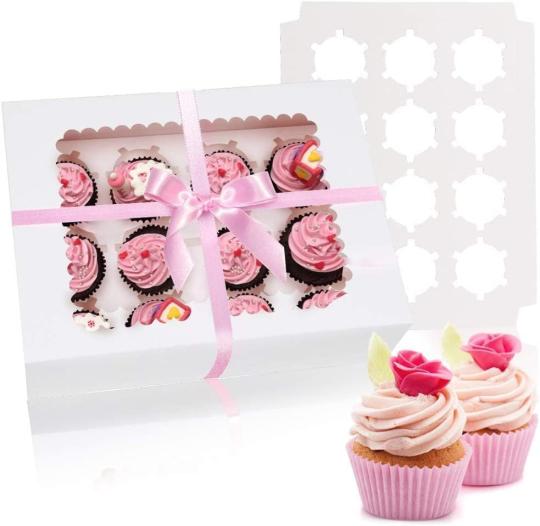 Cupcake-bærere |  6-Pak Cupcake Kasser Holder 12 Standard Cupcakes, Fødevarekvalitet Cupcake Holdere Bageri Transportkasser Med Vinduer Og Indsæt Til Cupcakes, Muffins Og Bagværk Cupcake-bærere Cupcake-bærere