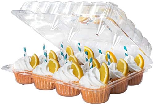 Cupcake-bærere |  Cupcake Beholdere 12 Stk (Pakke med 12), Klare Plastik Cupcake Kasser 12 Stk, Dyb Kuppel, Stabelbare, Engangsbrug & BPA-Fri Cupcake-bærere Cupcake-bærere