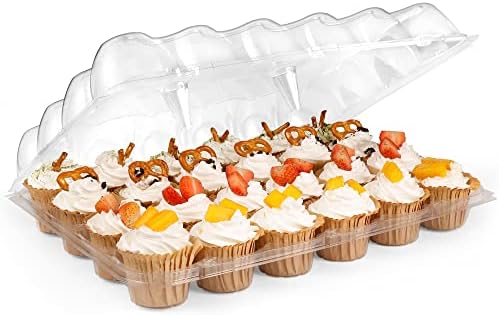 Cupcake-bærere |  Jdyyicz 24 Rum Engangs Cupcake Box Beholdere Pakke På 1, Stabelbar Standard 24 Cupcake Holder Transportør, Klar Høj Kuppel Til Glasur, Opbevaringsbakke, Rejseholder, Almindelige Muffins Cupcake-bærere Cupcake-bærere