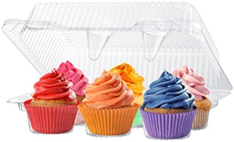 Cupcake-bærere |  Plastik Cupcake Beholdere Kasser | 6 Rum – 42 Pakke | Engangs Høj Kuppel Dussin Cupcake Holder Med Låg Storkøb | Ekstra Stærke Stapelbare Cupcake Kasser | Holdbar Muffin Emballage Transportør Til Gå Cupcake-bærere Cupcake-bærere