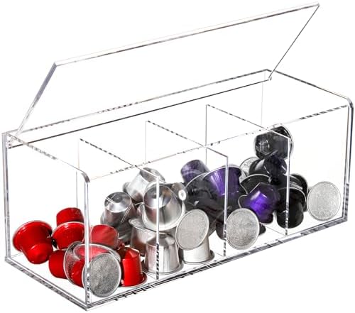 Kaffekapselholdere |  Acryl Kaffeekapselholder, 4 Rum Kaffeekapsel Organizer Med Låg Til Kaffe Station Bord Køkken Desktop, Kaffe Kapsel Opbevarings Organizer Til Kaffe Bar Tilbehør, Klar Kaffekapselholdere Kaffekapselholdere