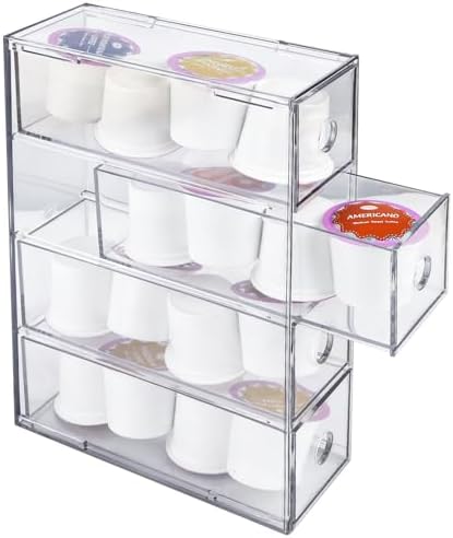 Kaffekapselholdere |  Acryl Kaffeekapselholder – Klar K Cup Organizer Med 4 Skuffer, Kaffeekapsel Organizer Til Espresso, Vertuo, Og K Pods, Kaffe Kapselholder Til Kaffe Bar Station Bord Kaffekapselholdere Kaffekapselholdere