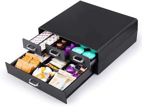 Kaffekapselholdere |  Kaffekapsel Organizer til 72/96 kapsler – 2-lags kaffekapselholder – 4-skuffers kompakt opbevaring, kompatibel med Keurig K-Cup og Nespresso kapsler. Kaffekapselholdere Kaffekapselholdere