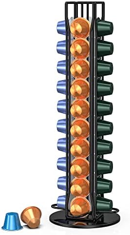 Kaffekapselholdere |  Kaffekapselholder, Kaffekapselopbevaringsorganisator Kompatibel med Nespresso Originalline, Rotérbar Kaffekapselkarussel, Køkkenbord Kaffestation Organisator – Sort /40 Kapsler Kaffekapselholdere Kaffekapselholdere