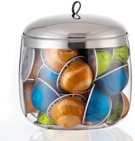 Kaffekapselholdere |  Kaffepodholder, Kaffepodopbevaring kompatibel med 3 Nespresso Vertuo pods, Glas K Cup organiser til bordplade, Espresso kapselholder til Keurig Kpod Kaffekapselholdere Kaffekapselholdere