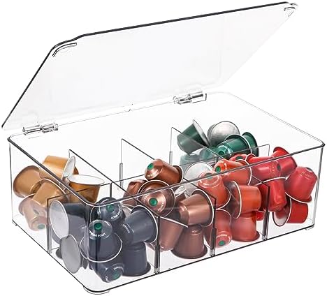 Kaffekapselholdere |  Kaffepodholder, Opbevaring af kaffepods til bord, Klar organizer til K-pods, Kompatibel med Nespresso OriginalLine VertuoLine kapsler og Keurig pods, Akryl kaffepodholder med låg – Klar Kaffekapselholdere Kaffekapselholdere