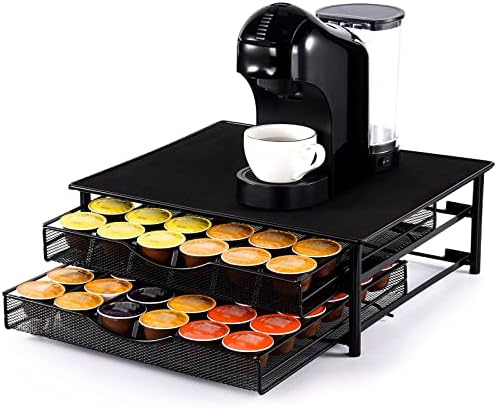 Kaffekapselholdere |  Kaffepodholder Skuffe Kompatibel med K Cup & Dolce Gusto Kapsler, Opbevaringsorganisator til Kaffepuder, Sort, Kapacitet 72 Podder Kaffekapselholdere Kaffekapselholdere