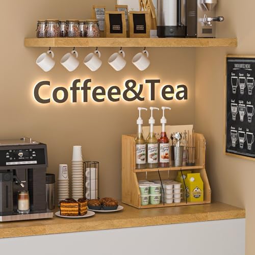 Kaffekapselholdere |  Kaffestation Organizer, 2-lags Bambus Kaffebar Tilbehør Organizer til Køkkenbord, Opbevaring af Kaffe- og Te-Condiment, K Cup Holder Kaffe Pod Organizer til Kaffebar Tilbehør Kaffekapselholdere Kaffekapselholdere