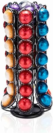 Kaffekapselholdere |  Nespresso Pod Holder, Vertuo Pod Holder Carousel Stativ Opbevaring Med 360 Grad, Sort Kaffe Pod Holder Organizer Til Nespresso Vertuo, 60 Pods Kaffekapselholdere Kaffekapselholdere