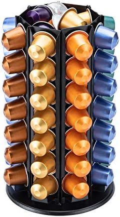 Kaffekapselholdere |  Pod Holder til Nespresso Original til 56 Nespresso Original Pods med central ekstra opbevaring af pods (Carousel-80+ Pods) Kaffekapselholdere Kaffekapselholdere