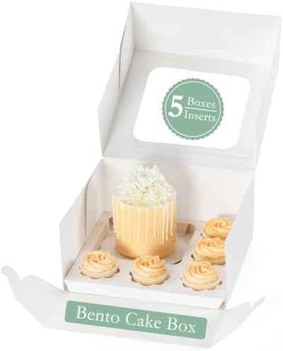 Kagebærere |  Bento Kageæske Med Cupcakes – Perfekt Til Bento Kage Og Cupcakes, Bento Kage Og Cupcake Æsker Combo, 5 Sæt: Cupcake Og Bento Kage Æsker Passer Til 5 Almindelige Cupcakes Og Mini Kage. Kagebærere Kagebærere