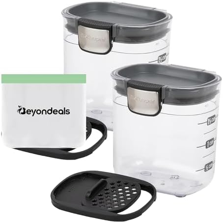 Madbeholdere |  Prokeeper+ .14Kg Progressive Prepworks Containere, Bundle Genanvendelig Fødevareopbevaringspose, Stabelbar Køkkenorganisator, Lufttæt Forsegling, BPA-Fri, [Pakke med 2] Madbeholdere Madbeholdere