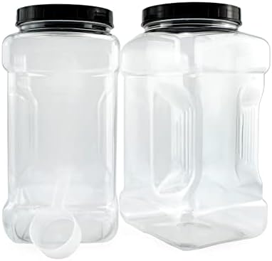 Madkrukker og -beholdere |  Cornucopia Square Gallon Størrelse Klare Plastbeholdere (2-Pak); 4-Quart Krukke Greb Beholdere Med Plast Skovle; BPA-Fri Madkrukker og -beholdere Madkrukker og -beholdere