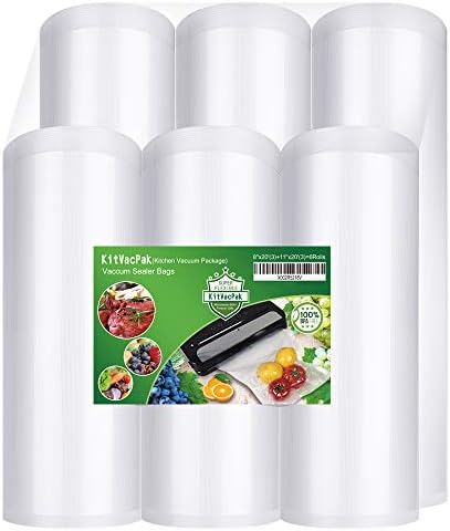 Sirup- og honningdispensere |  6 Pakke 8″X20′ (3 Ruller) Og 11″X20′ (3 Ruller) Vakuumforseglingsposer Ruller Med BPA Fri Og Tungt Arbejde, Kommerciel Kvalitet Vakuumforseglingsposer Til Fryser Ruller Kompatible Med Enhver Type Vakuumforseglingsmaskine Sirup- og honningdispensere Sirup- og honningdispensere