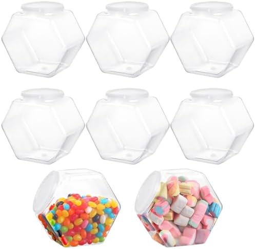 Småkagekrukker |  8 stk. Hexagon Plastbeholdere, Klare Småkagebeholdere med Låg, Slikbeholdere, Genanvendelig Kaffe-Slik Display til Snacks, Slik, Småkager, Hundegodbidder, Kaffe Kapsler (30 oz) Småkagekrukker Småkagekrukker