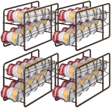 Stabling af dåse dispensere |  4-Pak Dåsebeholder Rack, Stabelbar Dåseopbevaringsorganisator til Konservesmad, Køkkenskab, Pantry, Bordplade, Bronze Stabling af dåse dispensere Stabling af dåse dispensere