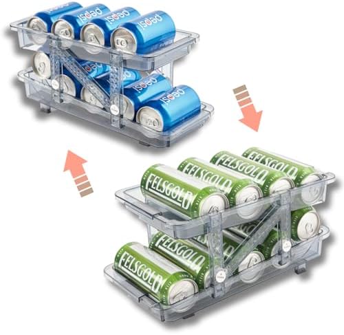 Stabling af dåse dispensere |  Sodavandsdåse dispenser til køleskab, Transformérbar sodavandsdåse organizer 2 lag, Drikkevare dåseholder, Køleskabsorganisatorer og opbevaring til pantry, Køkken tilbehør til madorganisation Stabling af dåse dispensere Stabling af dåse dispensere