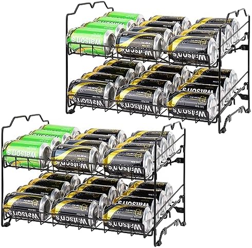 Stabling af dåse dispensere |  Stabelbare Dåseorganisatorer til Pantry og Køkken, 2-Pak Dåserækkeorganisatorer, Sort Dåseorganisator, Plads til Op Til 48 Dåser Stabling af dåse dispensere Stabling af dåse dispensere